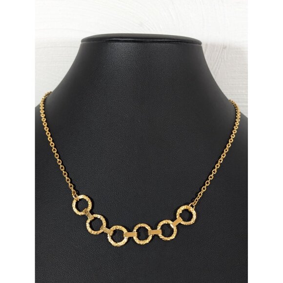 Vintage Roget Necklace Gold Tone Circle Chain Link Textured Classic 18" - Picture 1 of 9